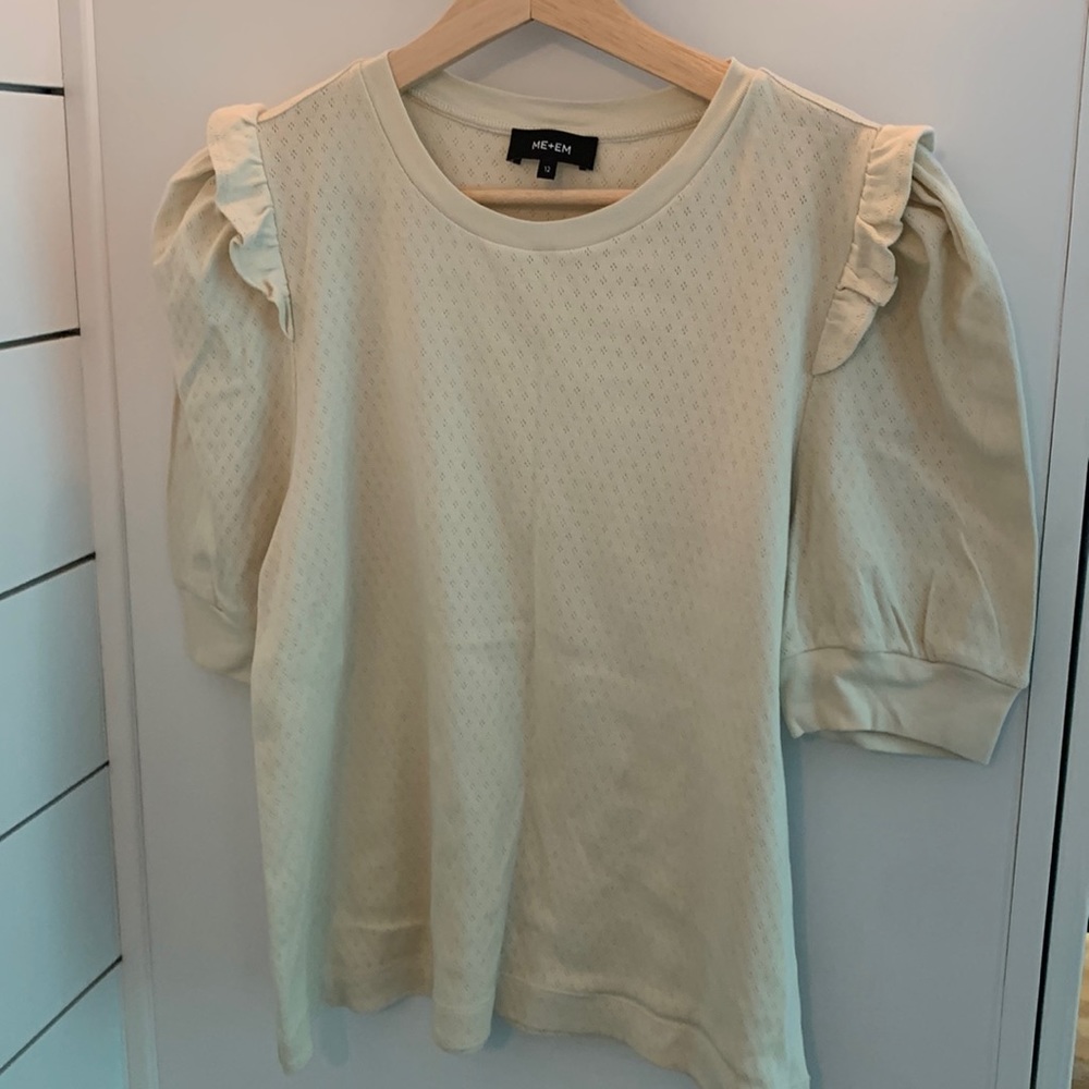 ME+EM Cream Puff Sleeve Eyelet Top